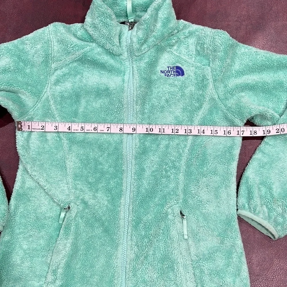 The North Face Girls Turquoise Plush Furry Fleece Zip Up Jacket - Size LG 14/16